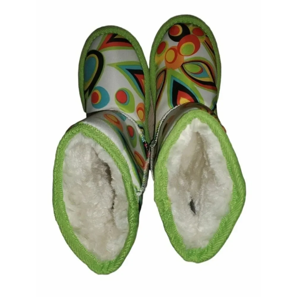 Girls Shagadelic lined fuzzy Rain Boots Shoes size 8/9